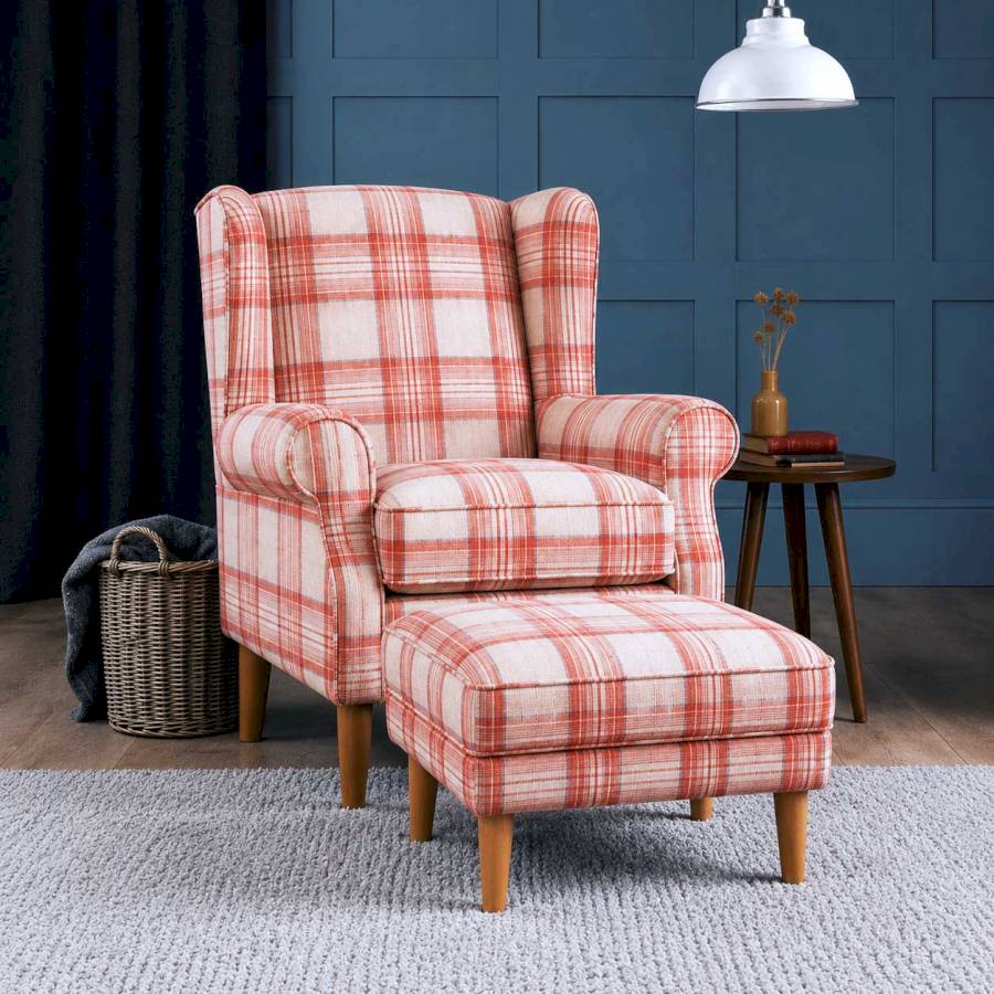 Rustic Plaid Haven Wingback Chair