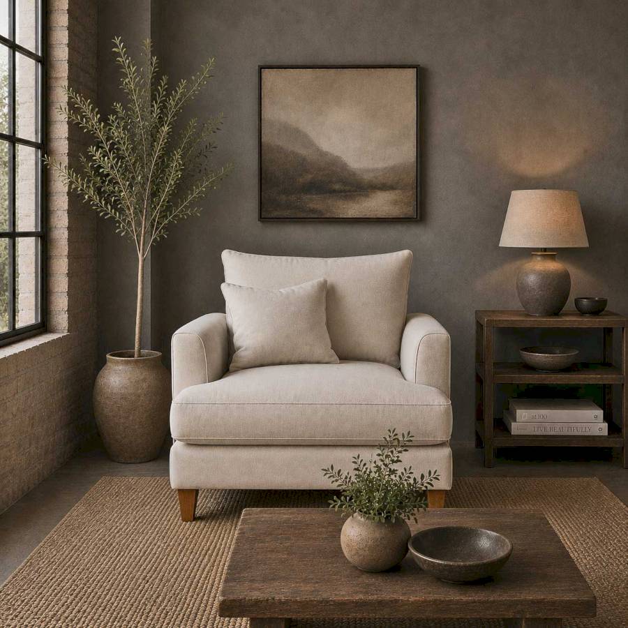 Azriah Linen White  Comfy Sofa