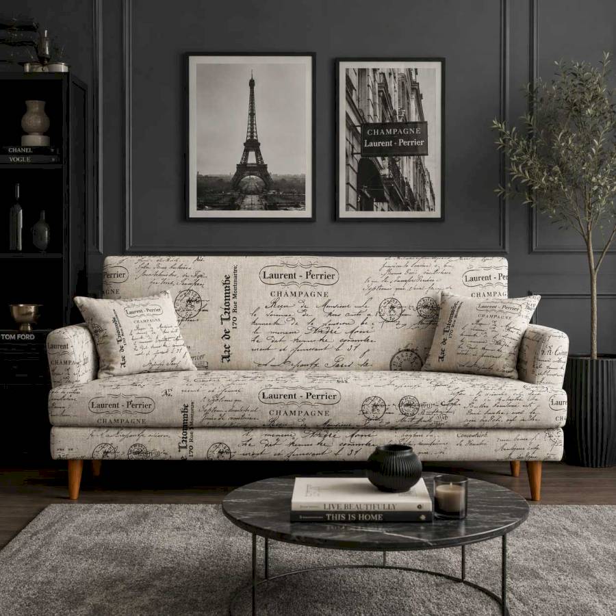 Text Printed Three  seater Sofa 
