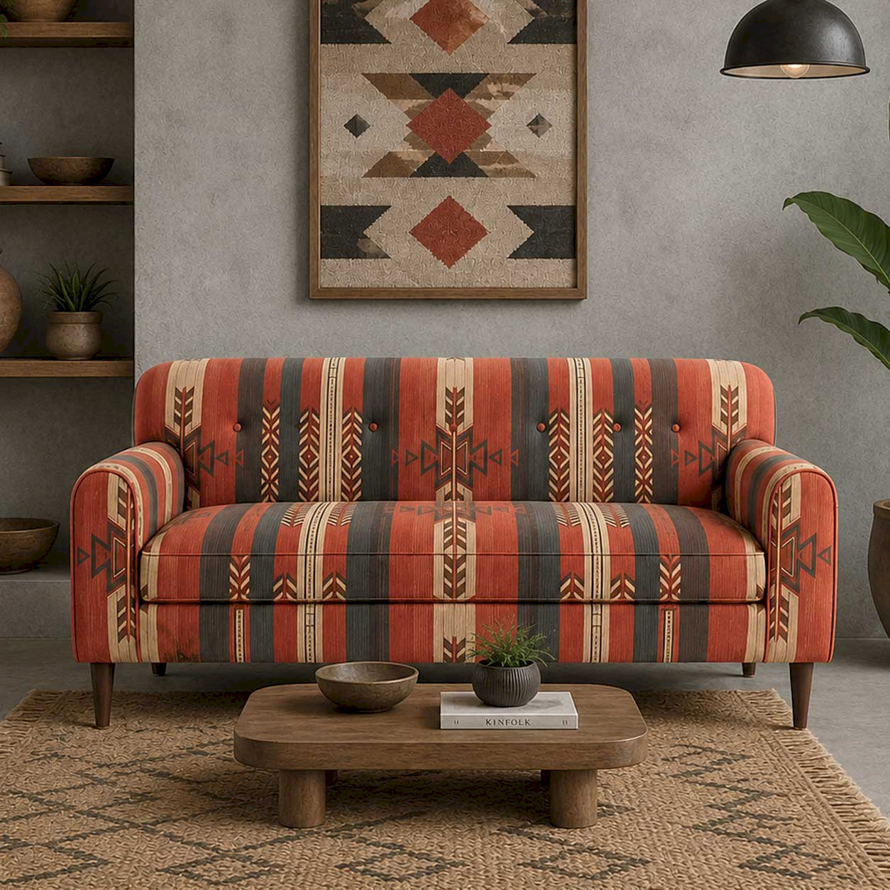 Rugs  Tribel Linen  Red printed Sofa 