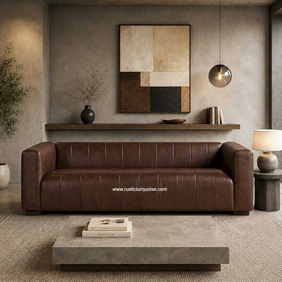 Miller  leatherette  Dark Brown Modern sofa 