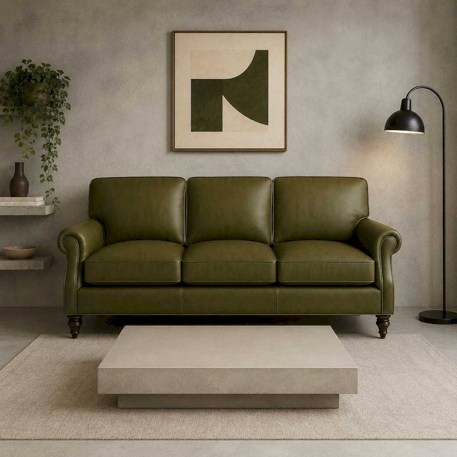 Moneta Leatherette Olive Green  sofa 