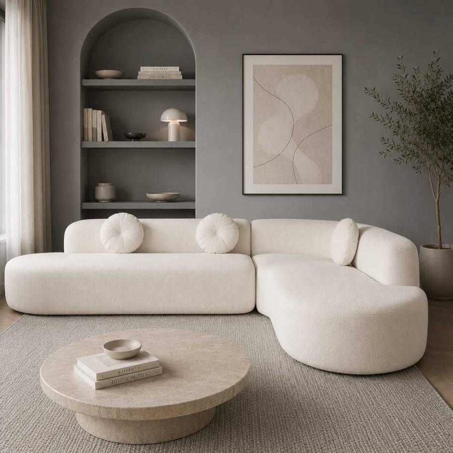 Aster Modular Velvet 5 Seater L-Shape Sofa