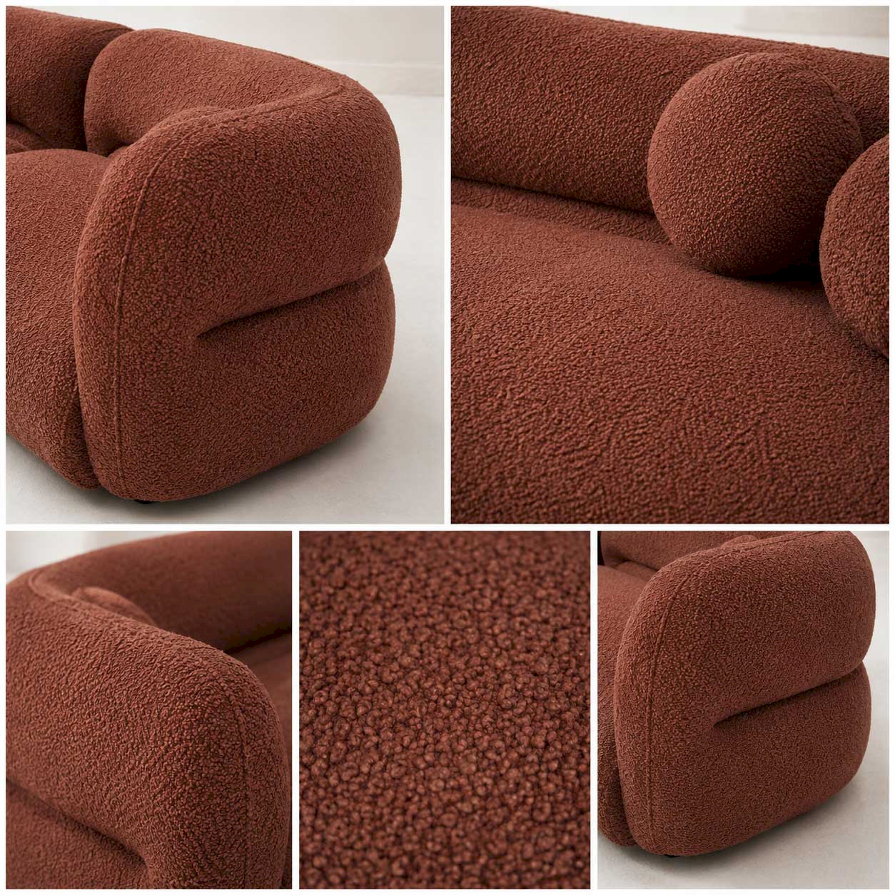 Aurelia Curved Bouclé Modular 4 Seater Sofa | Luxury Contemporary Living Room Sofa | Rustic Turquoise