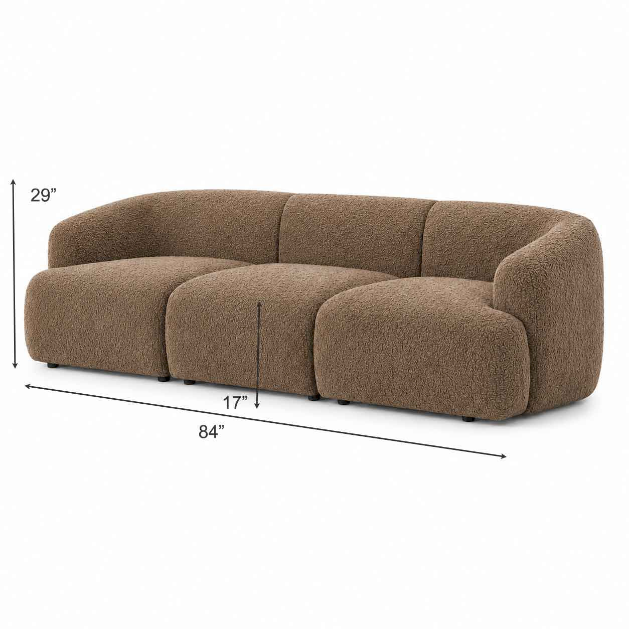 Merano Textured Boucle 3 Seater Sofa | Modern Designer Living Room Sofa | Rustic Turquoise
