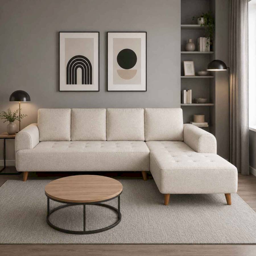 Arden Linen L-Shape Sofa 