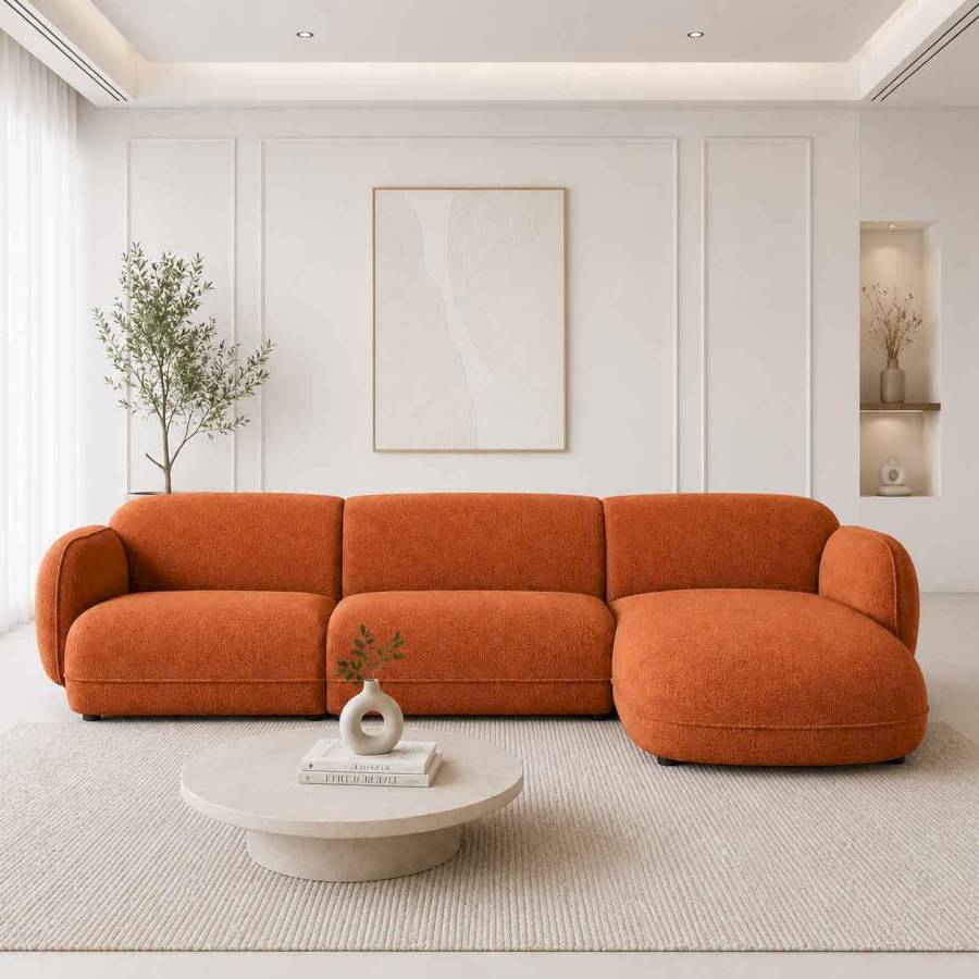 Cove Luxury L-Shape Sofa | Modern Designer Fabric Sofa | Rustic Turquoise