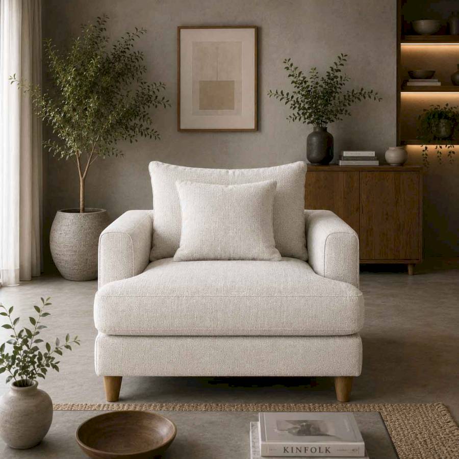 Azriah Linen White  Comfy Sofa