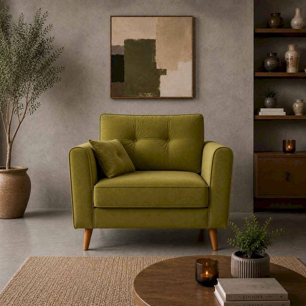 Cotswold Olive Velvet 3 Seater Sofa | Premium 3 Seater Sofa | Rustic Turquoise